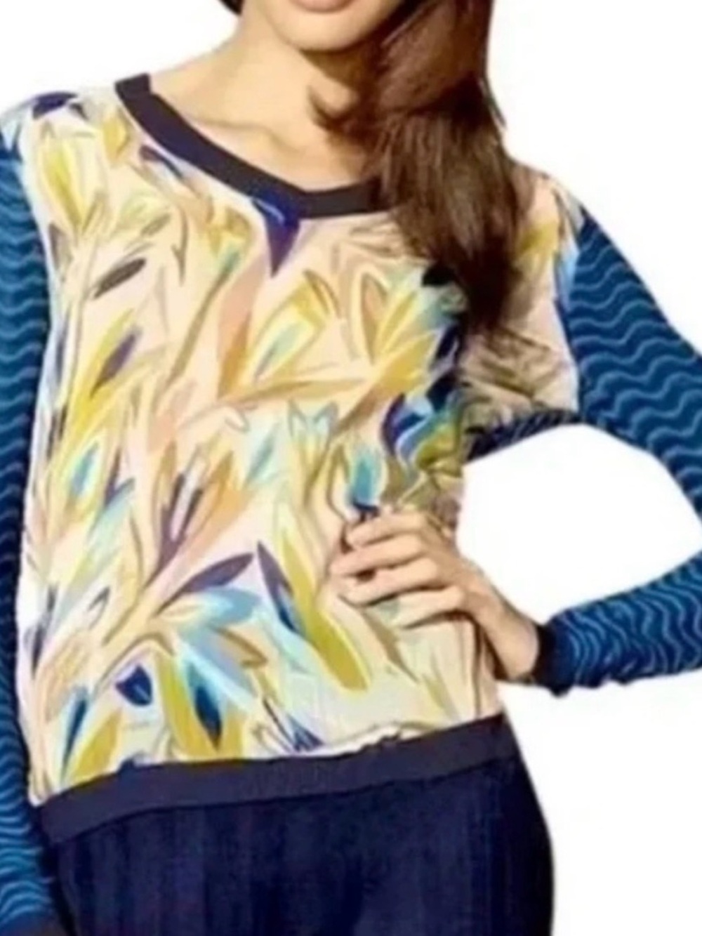 Missoni for Target Mixed Media Printed Chiffon Knit Sweater M